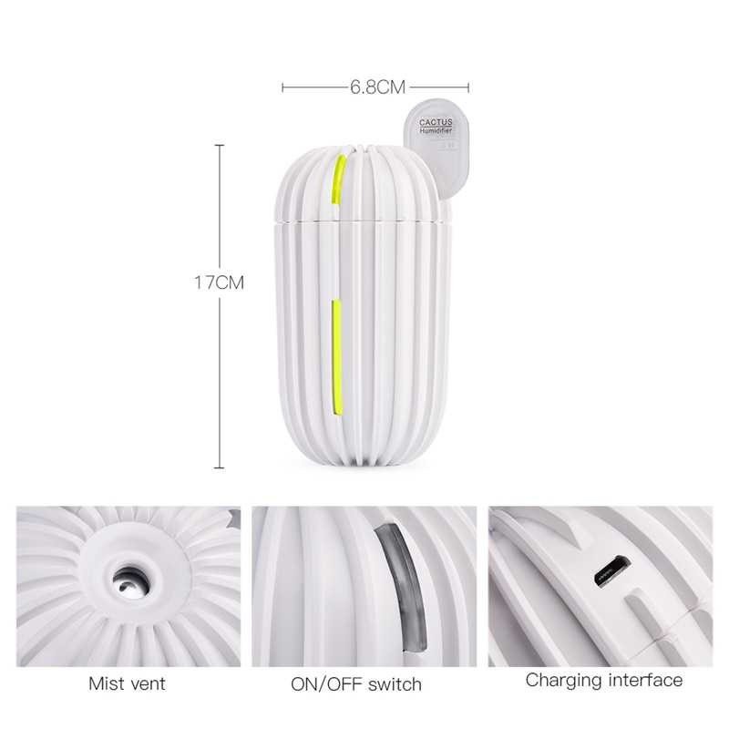 61 Cactus Mini USB Cool Mist Ultrasonic Portable Humidifier 200ml