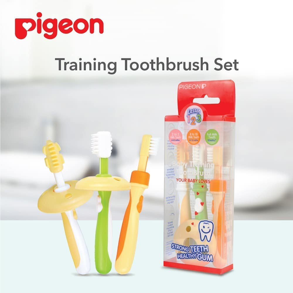 Pigeon baby Training Toothbrush Tooth Brush Set /  Lesson 123 1 2 3 - Sikat Gigi Bayi