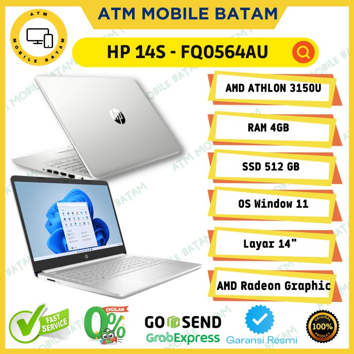 HP 14s AMD ATHLON GOLD 3150U RAM 4GB 512GB SSD RADEON GRAPHICS WIN+OHS
