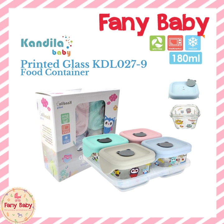 KANDILA BABY PRINTED GLASS FOOD CONTAINER 4PCS 180ML / KDL027-9