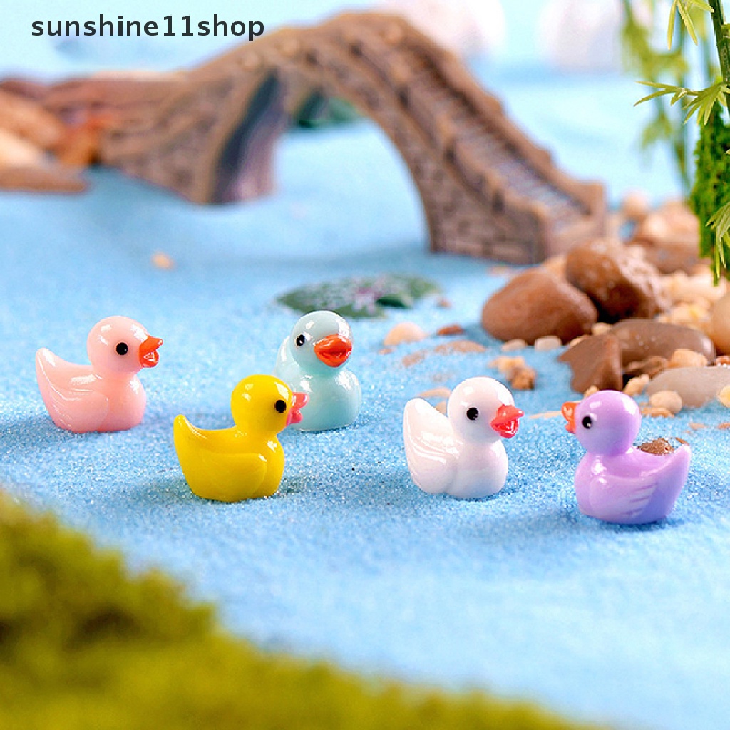 Sho 10 Pcs Lucu Mini Resin Bebek Bercahaya Ornamen Miniatur Angka Bebek Kecil Resin Kerajinan Tangan Mikro Lanskap Dekorasi Rumah Boneka N