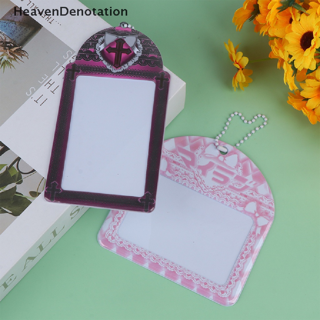 [HeavenDenotation] Ins Photocard Holder Renda Pink Ikatan Simpul Kpop Idol Pelindung Foto Gambar Lengan Postcard Kredit ID Bank Bus Card Holder HDV