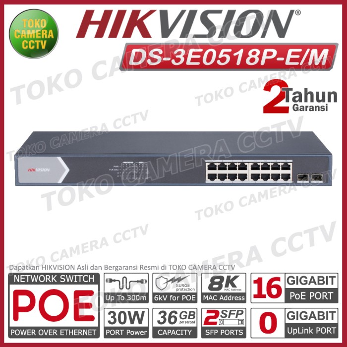 SWITCH POE HIKVISION 16 PORT