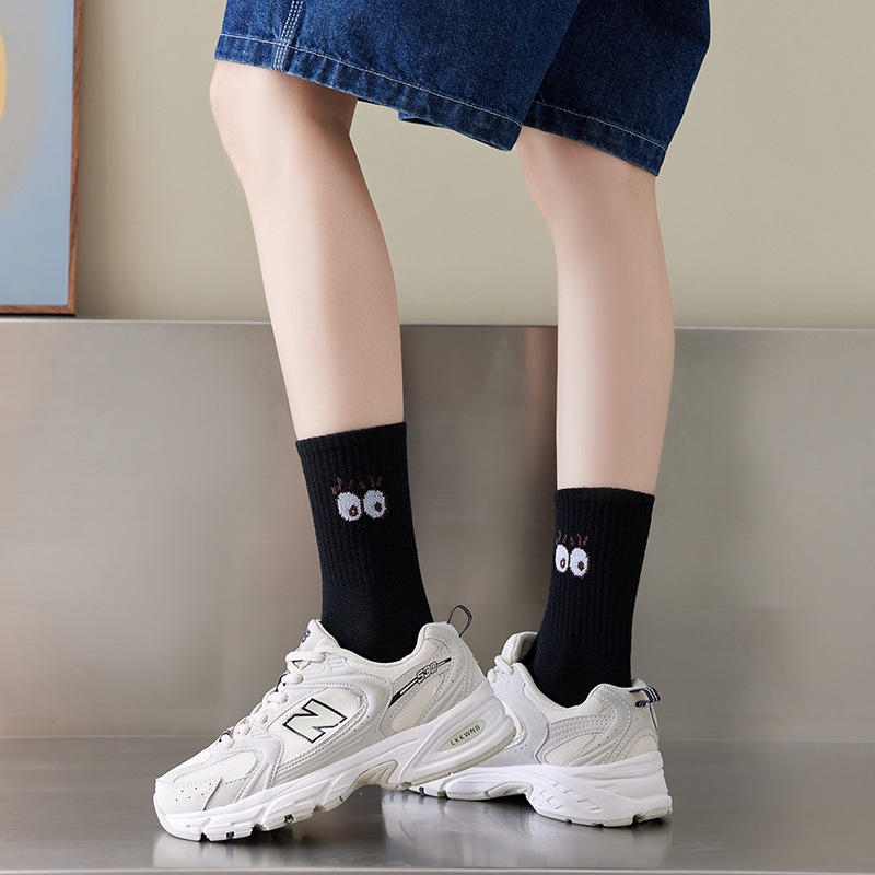 ⭐️𝐈𝐇𝐒 𝟗𝟖𝟖 𝐋𝐚𝐦𝐩𝐮𝐧𝐠⭐️Kaos Kaki Pria Wanita Motif Bola Mata Kaos Kaki Sekolah Kantor Sport Panjang Fashion Korea