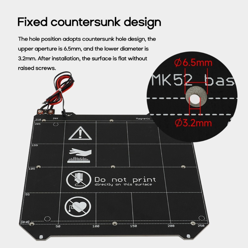 Zzz Aluminium 24V Heated Bed Hotbed Ditingkatkan Dengan Jalur Kabel Kawat Hotbed 245x255mm