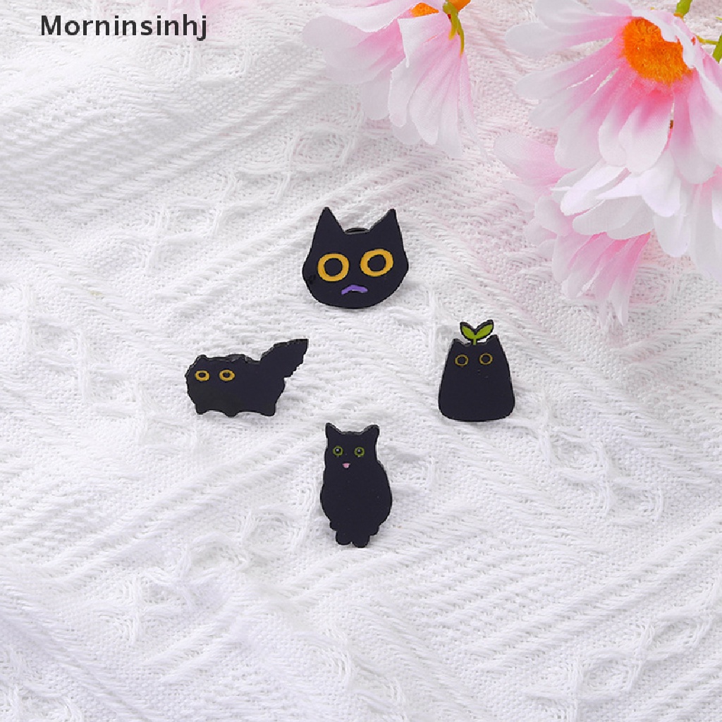 Mornin Gaya Punk Kartun Kecil Hitam Bentuk Kucing Logam Enamel Bros Fashion Kreatif Hewan Lencana Pin Perhiasan Hadiah Aksesoris id