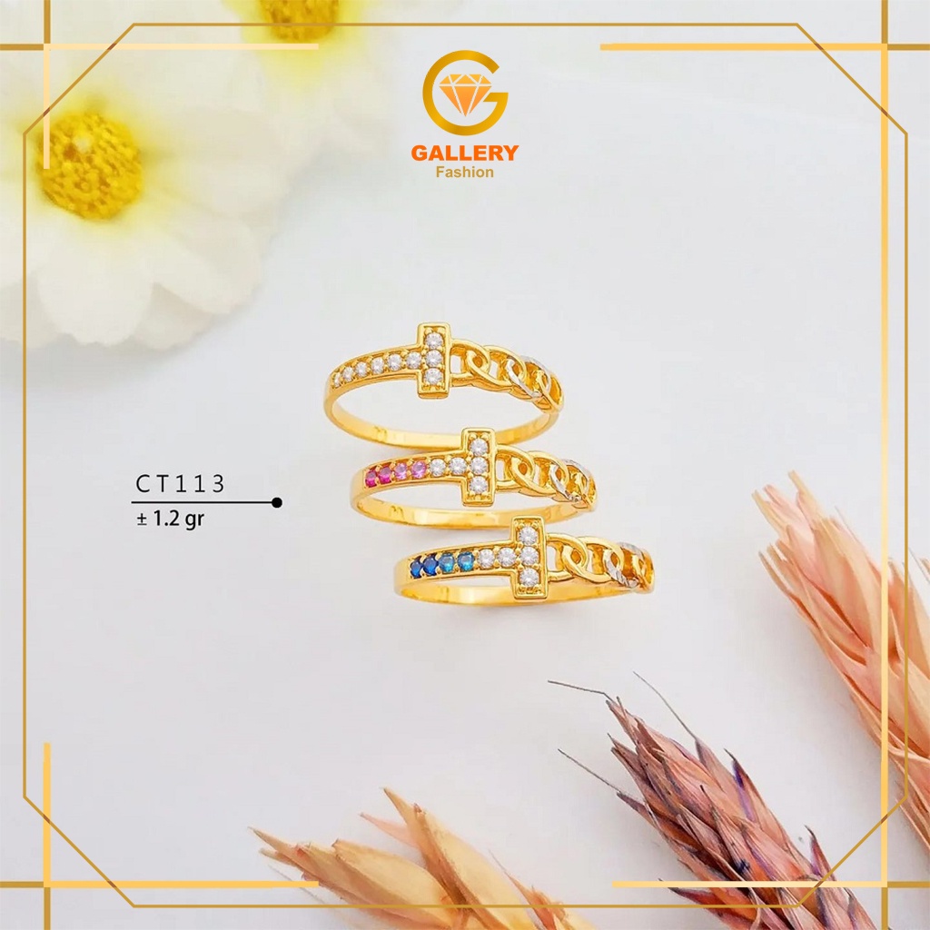 CINCIN EMAS ASLI KADAR 300/6KARAT DAN 375/8KARAT KODE CT 113 CINCIN MODEL SETENGAH RANTAI
