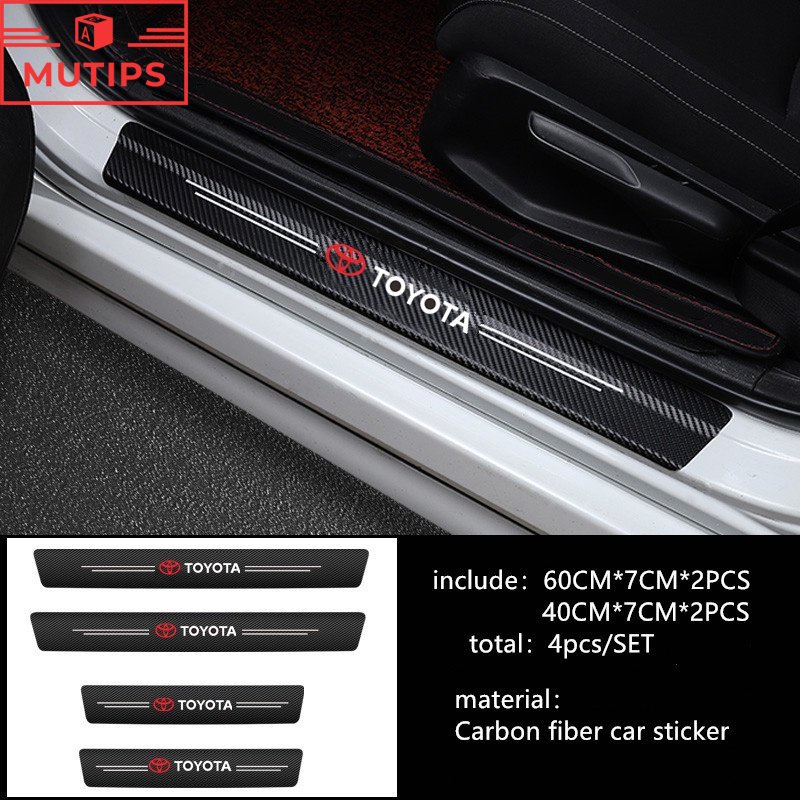 9pcs Toyota Mobil Serat Karbon Pintu Kusen Perlindungan Anti Gores Stiker Untuk Innova Razie Yaris Wish Avanza Rush Kijiang Corolla Cross