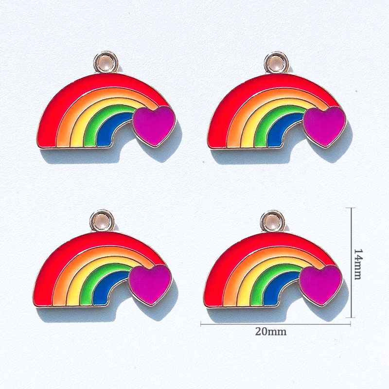 4 Pcs Enamel Pelangi Tetesan Minyak Liontin Paduan Logam Liontin Kalung Anting Perhiasan Diy Handmade