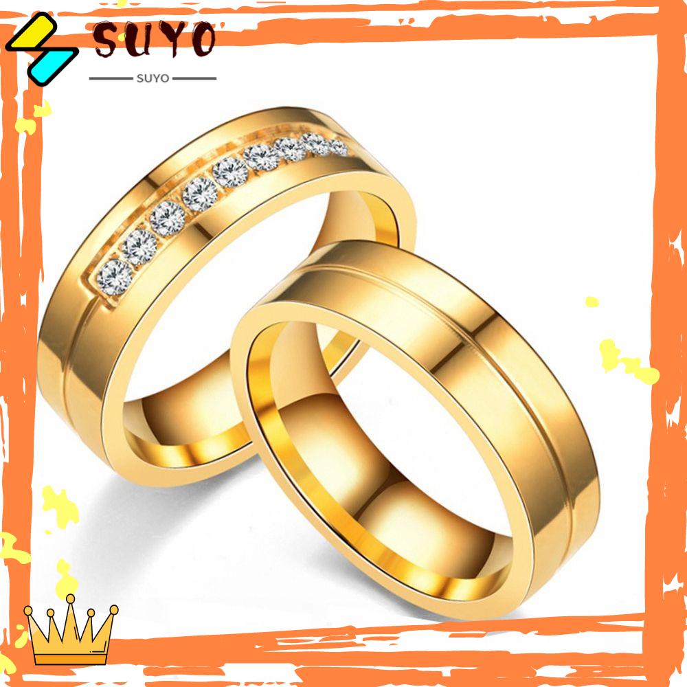 Suyo Cincin Kawin Band New Love Golden Silver AAA CZ Lapis Emas 18K