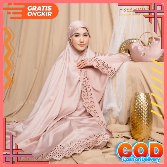 Mukena Dewasa Katun Rayon Bordir Batik Jumbo - Hijau Botol Mukena Bordir Mewah Mukenah Dewasa Jumbo 