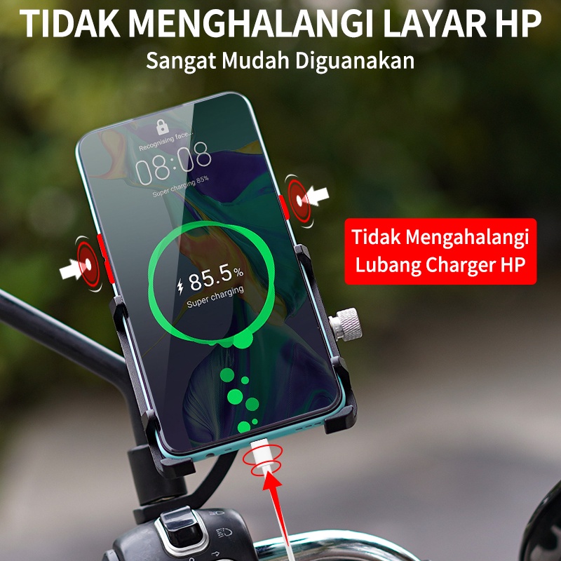 Holder hp motor full besi stang/Phone holder hp motor spion /tempat hp di motor/dudukan hp di motor/universal holder handphone sepeda