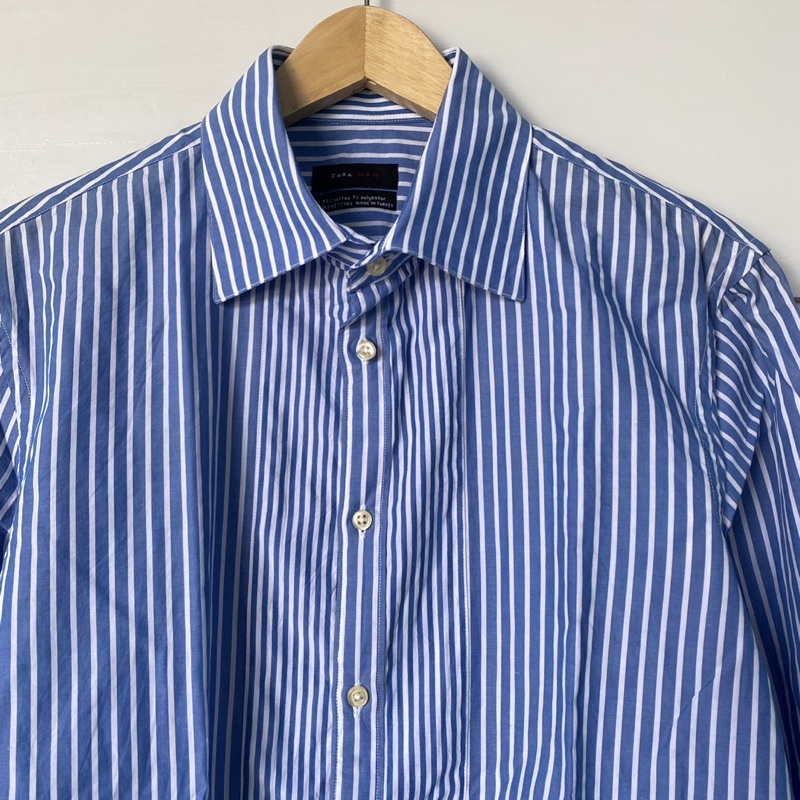 Kemeja Zara Pria Original Stripe Blue size L