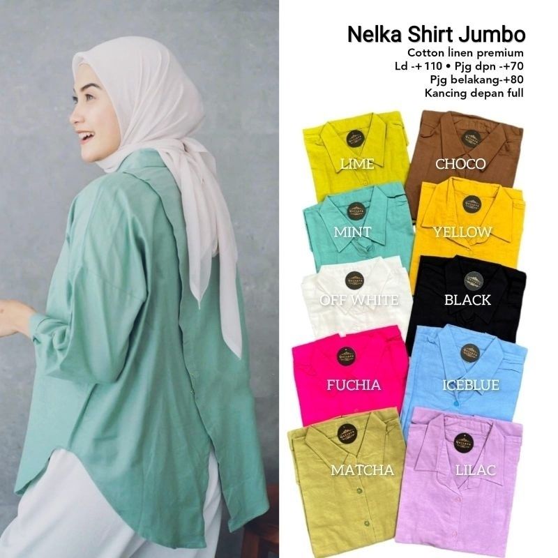 Kemeja Wanita Oversize Nelka Linen Shirt