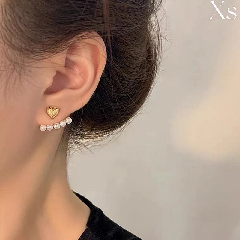 Versi Korea Anting Satu Gaya Dua-Pakai Cinta Mutiara Anting Jarum Perak2022 Gaya Baru Desain Fashion Trendi Perasaan Temperamen Anting Wanita