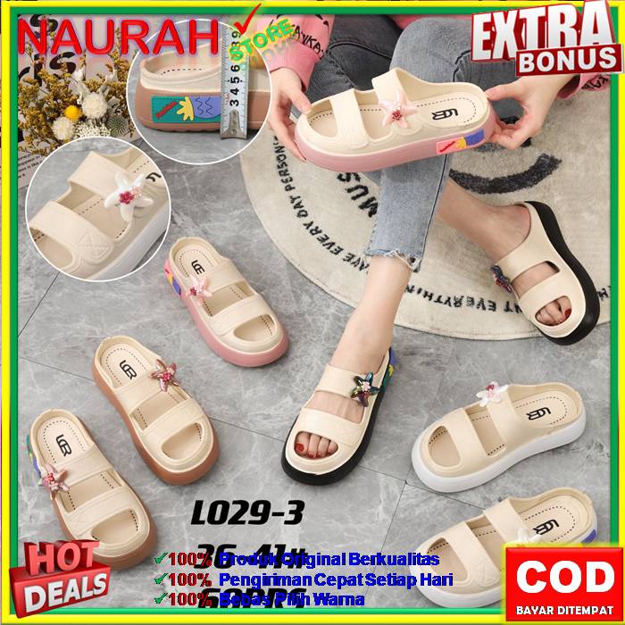 SANDAL WANITA SLIP ON LCR 029 2 SENDAL FUJI VIRAL 100% ORIGINAL KUALITAS IMPORT JELLY PVC RUBBER ANTI SLIP NYAMAN EMPUK TERBARU LUCU TERMURAH