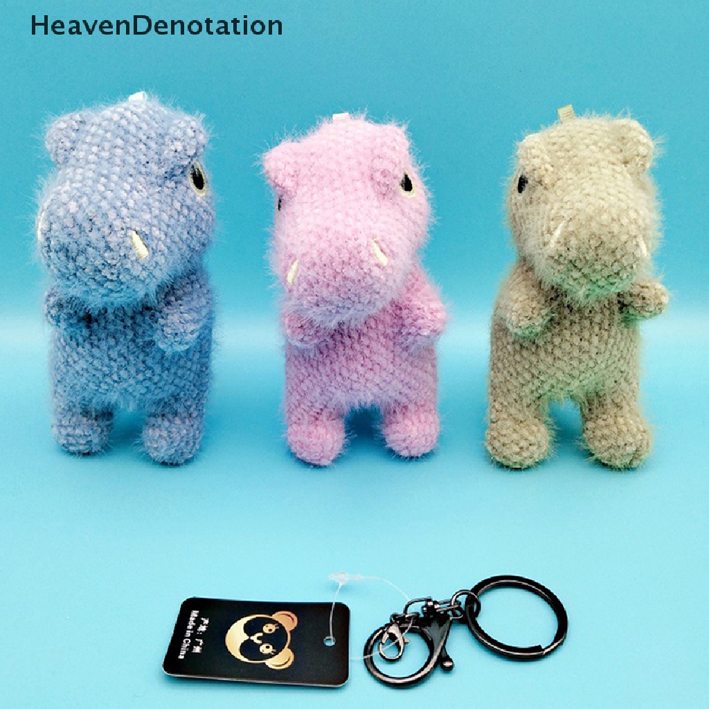 [HeavenDenotation] 10 cm Flocking Dinosaurus Gantungan Kunci Kartun Boneka Liontin Tas Mobil Key Ring HDV