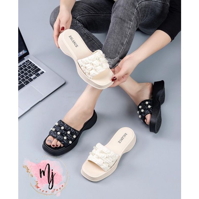 MEGA JAYA sandal wanita import sendal wedges mutiara sandal import murah sandal size besar