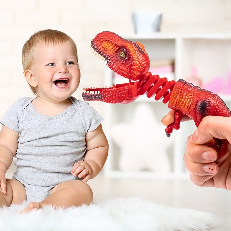 1pc Mainan Ditarik Tangan Hiu Musim Semi Gigit Dinosaurus Kreatif Lucu Tricking Toy Orang Tua-Anak Mainan Interaktif Untuk Anak Dewasa