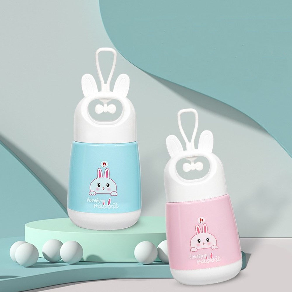 Botol Minum Kaca Lovely Rabbit Kelinci Tutup Mudah Di Pegang Ada Gantungan 380ml BPA Free - BMK005