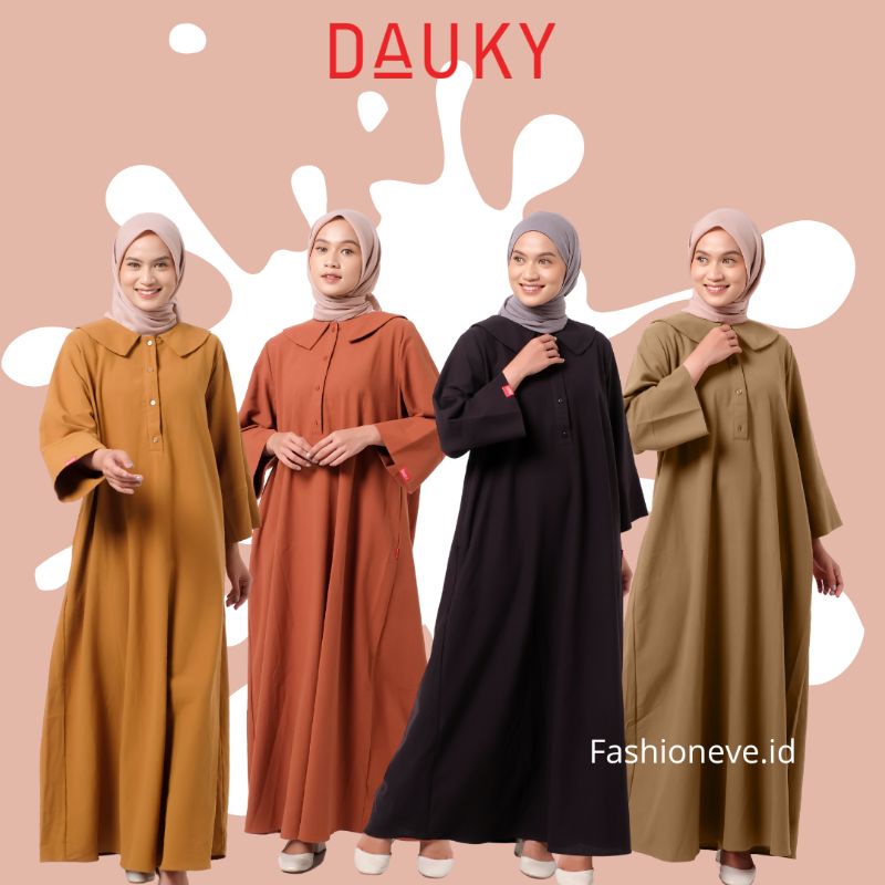 gamis wanita dauky terbaru gamis polos linen terbaru dauky Dress muslim bahan linen L Dress linen ra