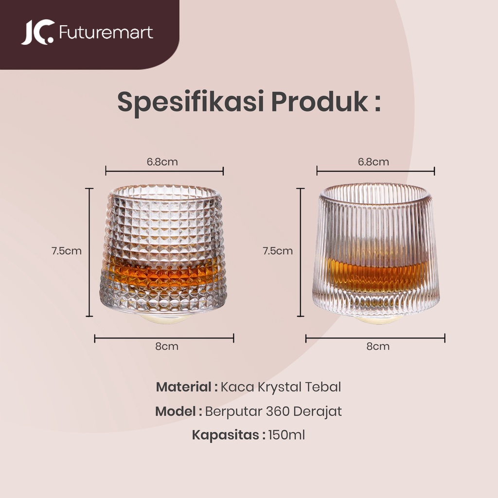 GELAS KACA WHISKY ROTATING WHISKEY SCOTCH BRANDY CRYSTAL GLASS