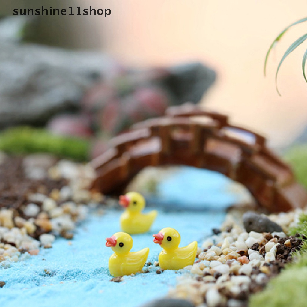 Sho 10 Pcs Lucu Mini Resin Bebek Bercahaya Ornamen Miniatur Angka Bebek Kecil Resin Kerajinan Tangan Mikro Lanskap Dekorasi Rumah Boneka N