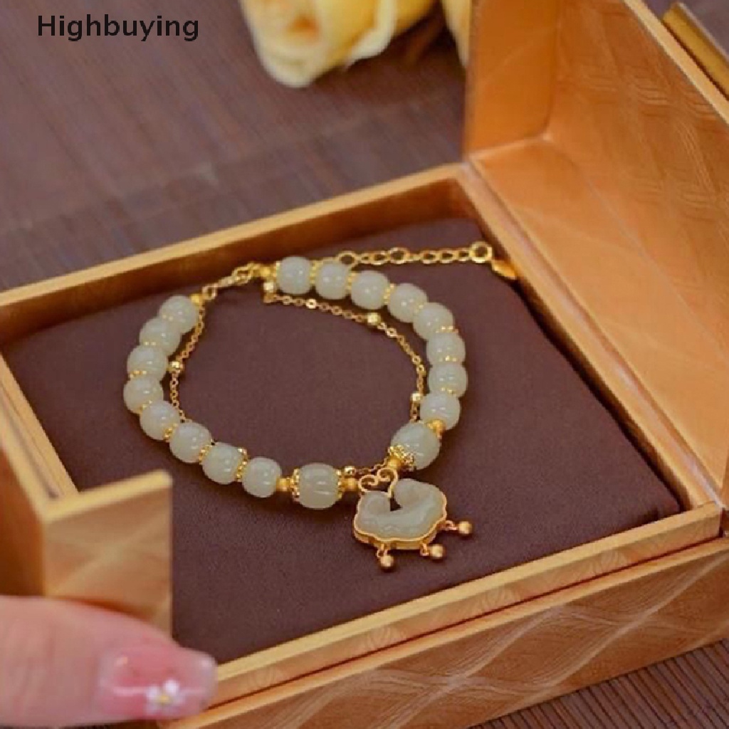 Hbid Gelang Kelinci Liontin Bulat Manik-Manik Gelang Adjustable Vintage Beads Bracelets Gaya Cina Vintage Hiasan Tangan Perhiasan Glory