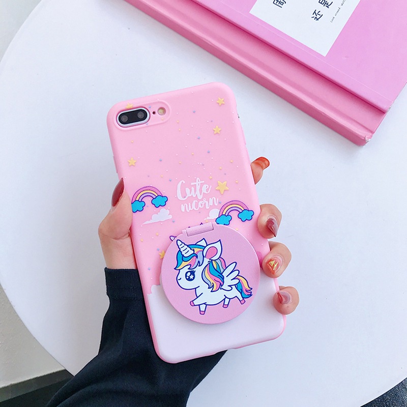 Case Cermin Rias Makeup OPPO A57 A77S A17 A96 A76 A36 A17K VIVO Y21S Y21A Y21E Y21T Y21G Y22S Y35 Y16 Y16 Y02S unicorn Pink Lucu