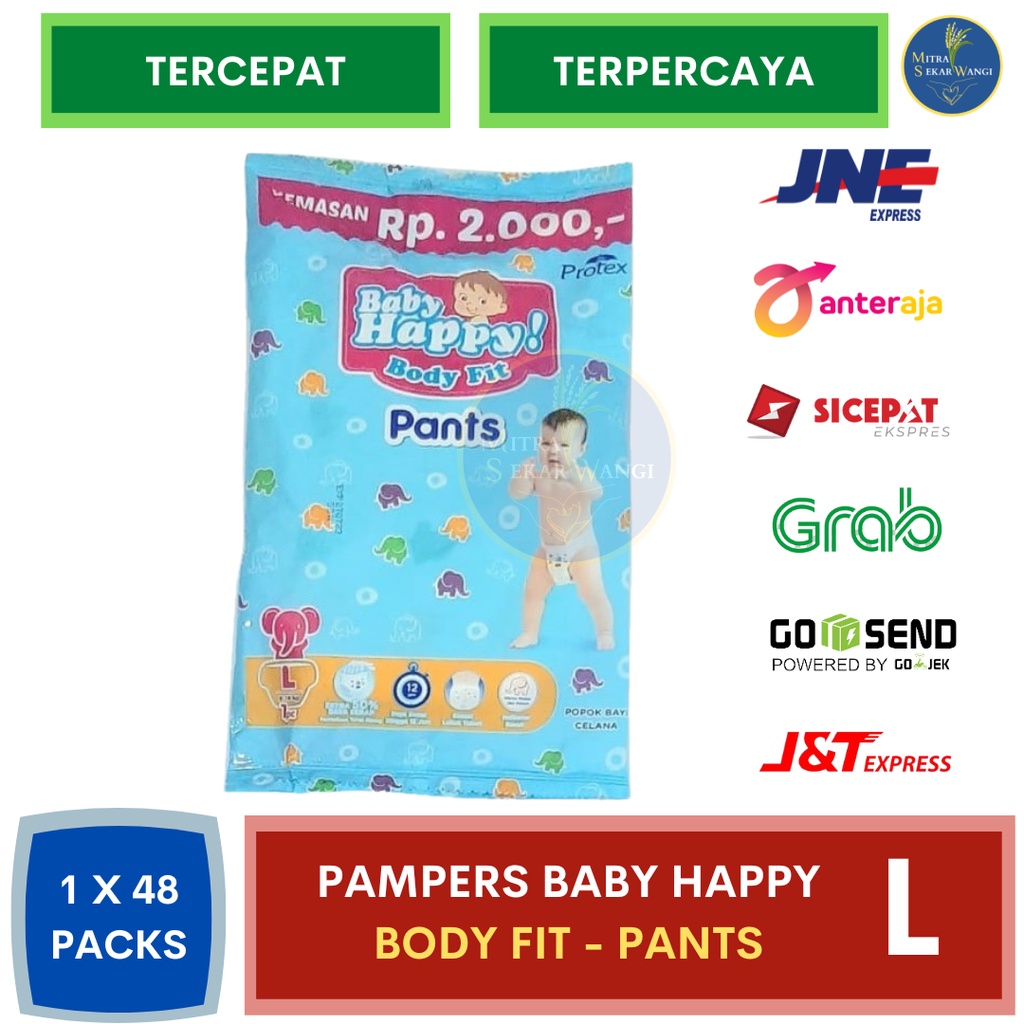 Pampers Baby Happy ( L ) renceng PER DUS ISI 48 PCS pampers bayi popok