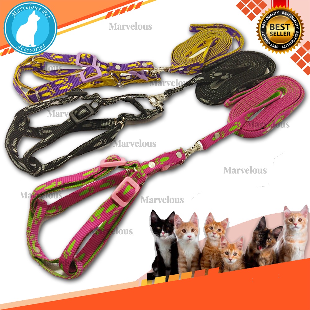 Tali Kucing Harness Motif Tapak Kaki Panjang Tali 150 cm