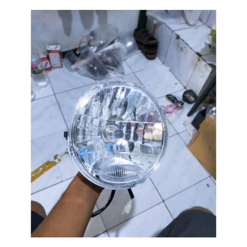 Reflektor Lampu Depan Bagian Dalam Plus Bohlam Vixion Lama Bulat Rx-King New Kualitas Terbaik