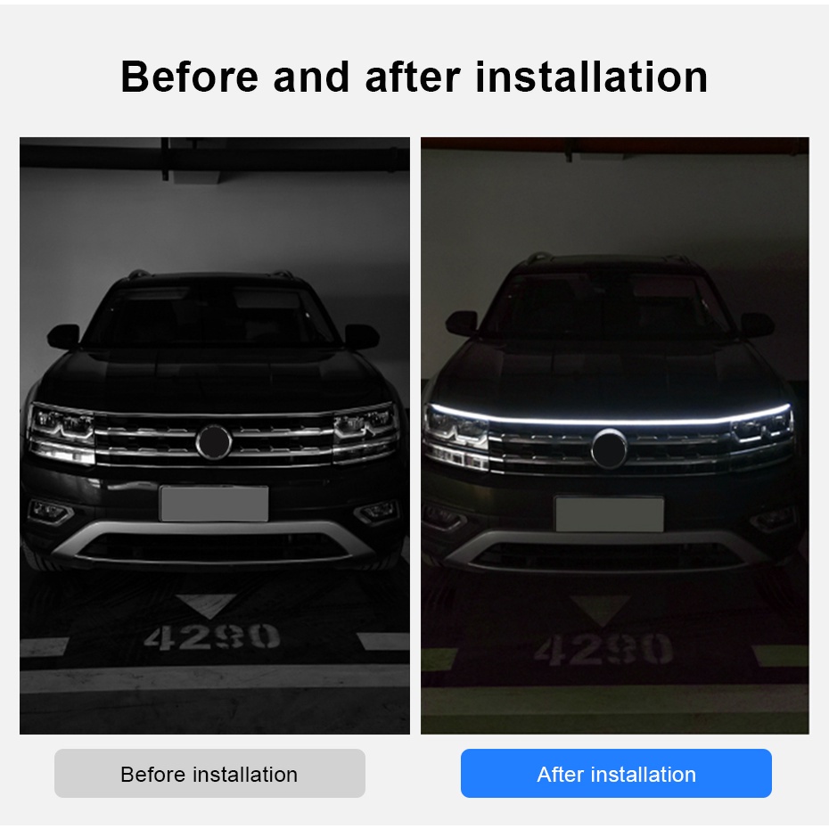 Lampu LED Mobil Strip 12V DRL LED Lampu Kap Mobil Flexible Lampu Dinamik Strips Waterproof Universal Daytime Running Light