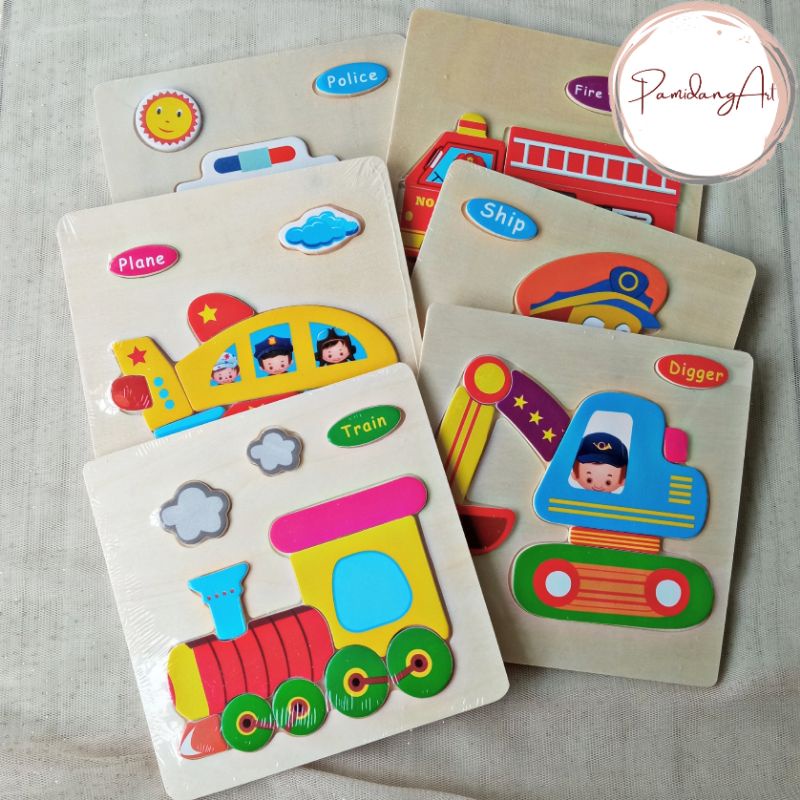 Puzzle Edukasi Anak Alat Transportasi / Puzzle Kayu Mainan Anak