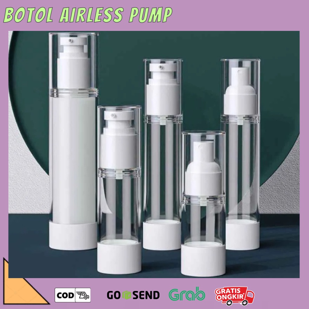 Botol Pump Lotion Skincare Botol Serbaguna Airless Pump Bottle Travel Refill 30ml 50ml 100ml