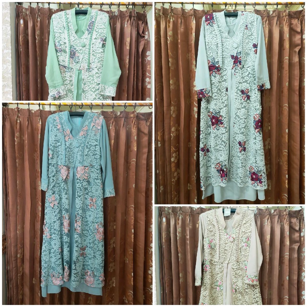 gamis muslim inner+outer brokat pesta