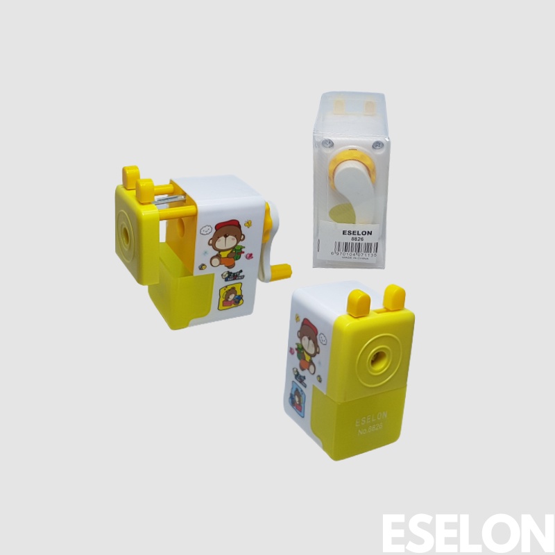 

ESELON Rautan / serutan pencil putar meja / pencil rolling sharpener 8826 KUNING Kotak