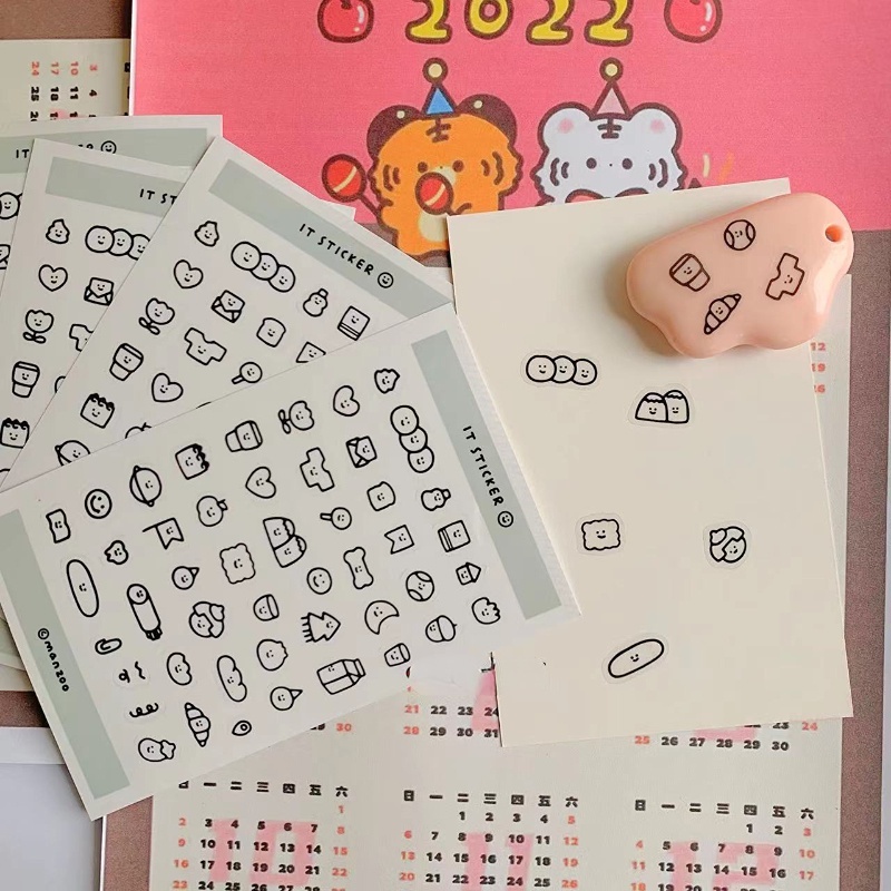 Kartun Hewan Stiker Alat Tulis Siswa Aksesoris Dekoratif Notebook Stiker Dekoratif Lukisan Ekspresi Hewan Graffiti DIY Transparan Handbook Stickers