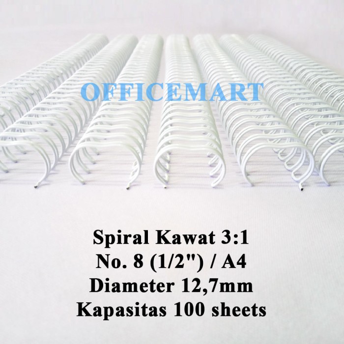 

[[JNT COD]] JBI Spiral Kawat A4 3:1 No. 8 (1/2") - Putih (Box Isi 100 Batang)