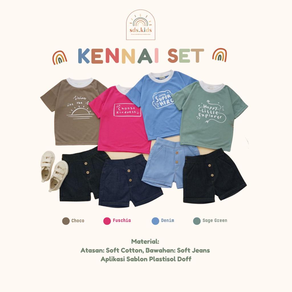 KENNAI SET SETELAN BAJU DAN CELANA ANAK PEREMPUAN LAKI-LAKI 1-7 TAHUN ONESET UNISEX SDS