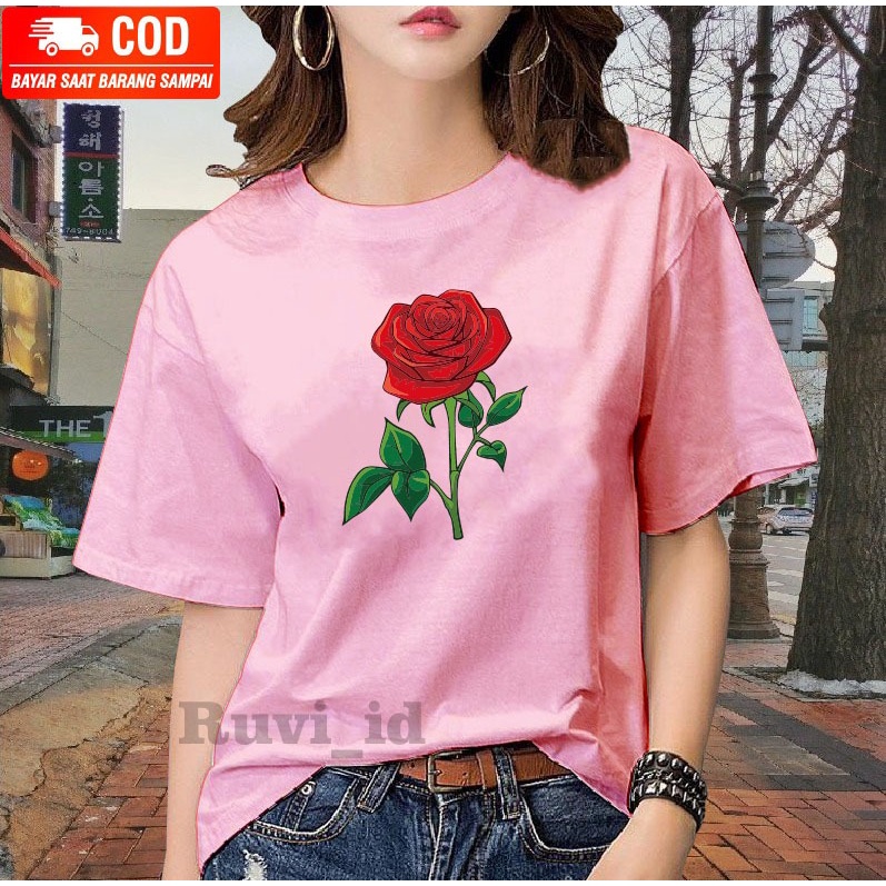 Ruvi_id-BELI 3 GRATIS HEADSET EXTRA BAS / KAOS BUNGA MAWAR / KAOS DISTRO / KAOS WANITA KEKINIAN / KAOS WANITA OVERSIZE / KAOS KOREAN STYLE / KAOS LENGAN PENDEK / KAOS BAHAN KATUN COMBED / KAOS REMAJA / KAOS MURAH