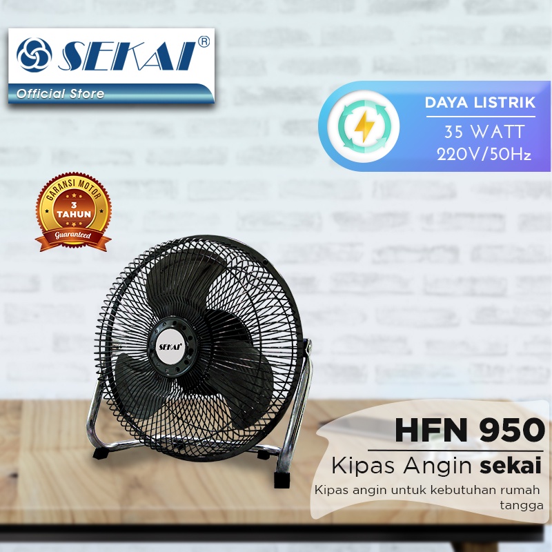 Sekai Desk Fan Tornado Kipas Angin Meja 9 Inch HFN-950 Baling-baling Besi Aluminium