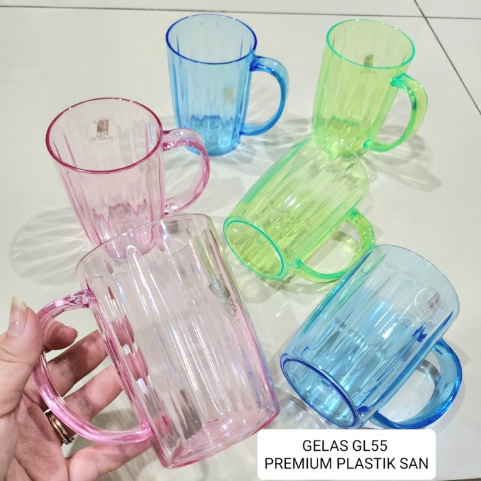 Gelas Transparan Warna GL55 Mika Plastik SAN PREMIUM Jus/Teh/CafeResto