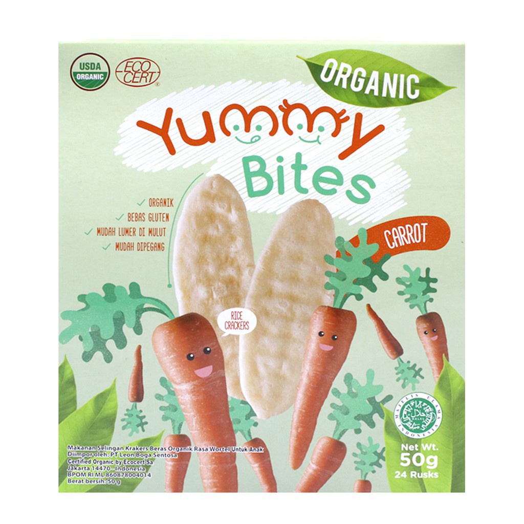 YUMMY BITES RICE CRACKERS ORGANIC 50 CARROT