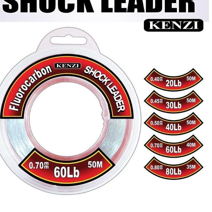 Murah Hemat Senar Leader SHOCKLEADER 100%FLUOROCARBON KENZI UK.20lb,30lb,40lb,50lb,60lb