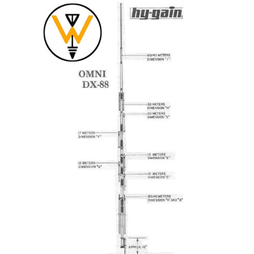 HY GAIN DX-88 HYGAIN DX-88 VERTICAL 80-10M ANTENNA ANTENA HY GAIN DX 88