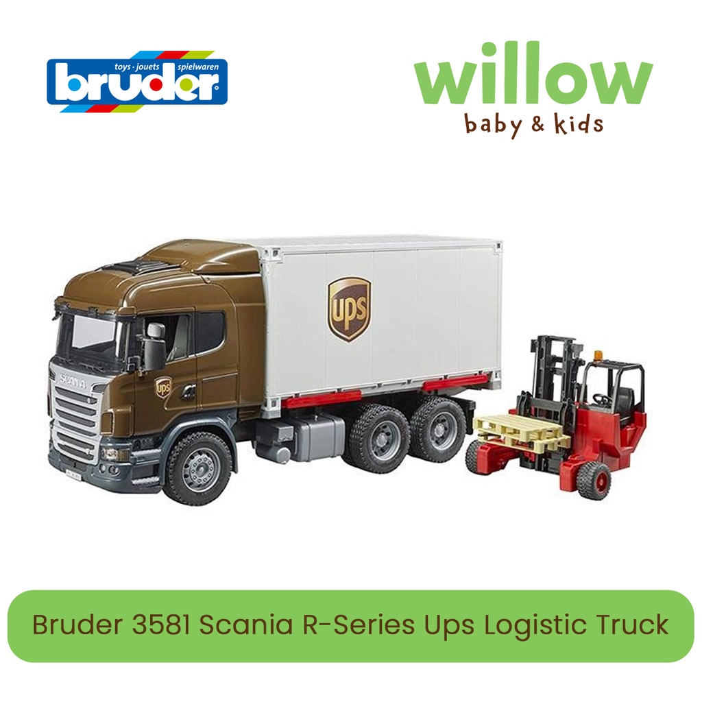 Mainan Diecast Truk - Bruder Scania R-Series Ups Logistic Truck