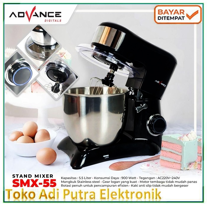 Mixer Advance Smx-55 Stand Mixer Com  5.5 Liter Standing Mixer Dengan Mangkuk Model baru Advance Smx-55 / Smx-50 Garansi Resmi Advance
