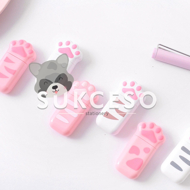

Cat Paws White & Pink Mini Correction Tape / Tip Ex Kertas Kecil Bentuk Tapak Doggie Lucu