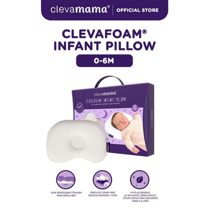 Clevamama Baby Clevafoam Infant Pillow - Bantal Anti Peyang Bayi 0-6